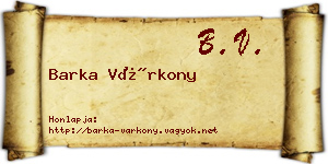 Barka Várkony névjegykártya